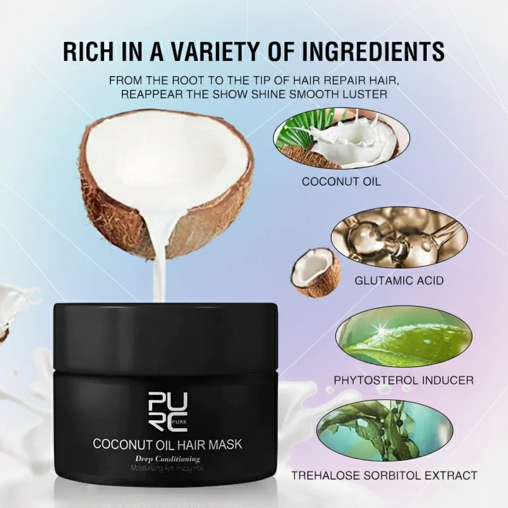 Masque Capillaire Lissant & Anti-Chute à l’Huile de Coco – Réparation & Nutrition Intense