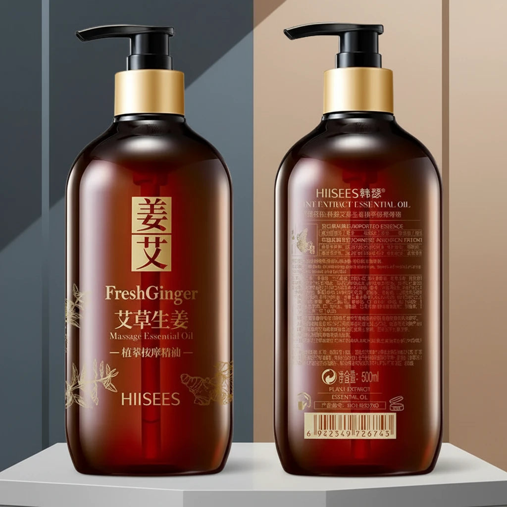 Huile Essentielle de Gingembre & Armoise 500 ml – Soin Corps Revitalisant & Nourrissant