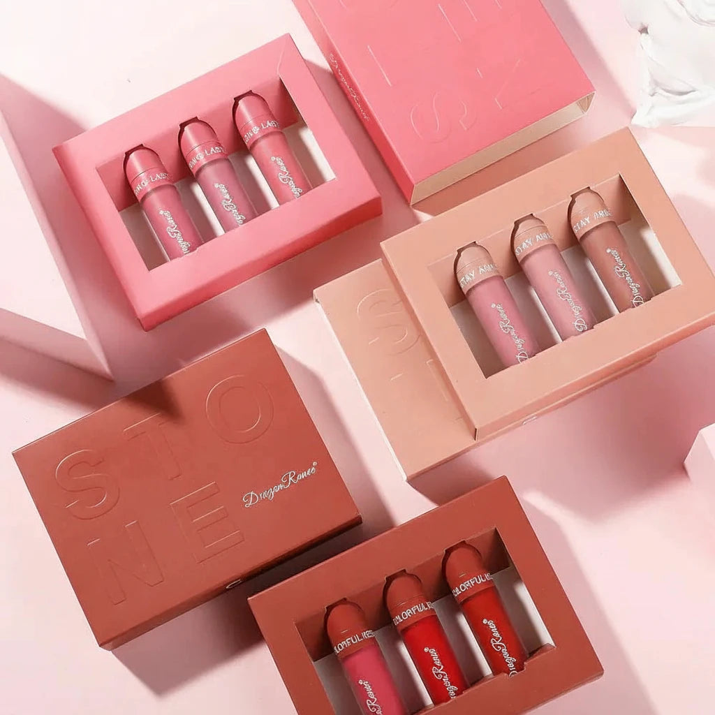 Coffret beauté lèvres – 3 gloss mats effet velours