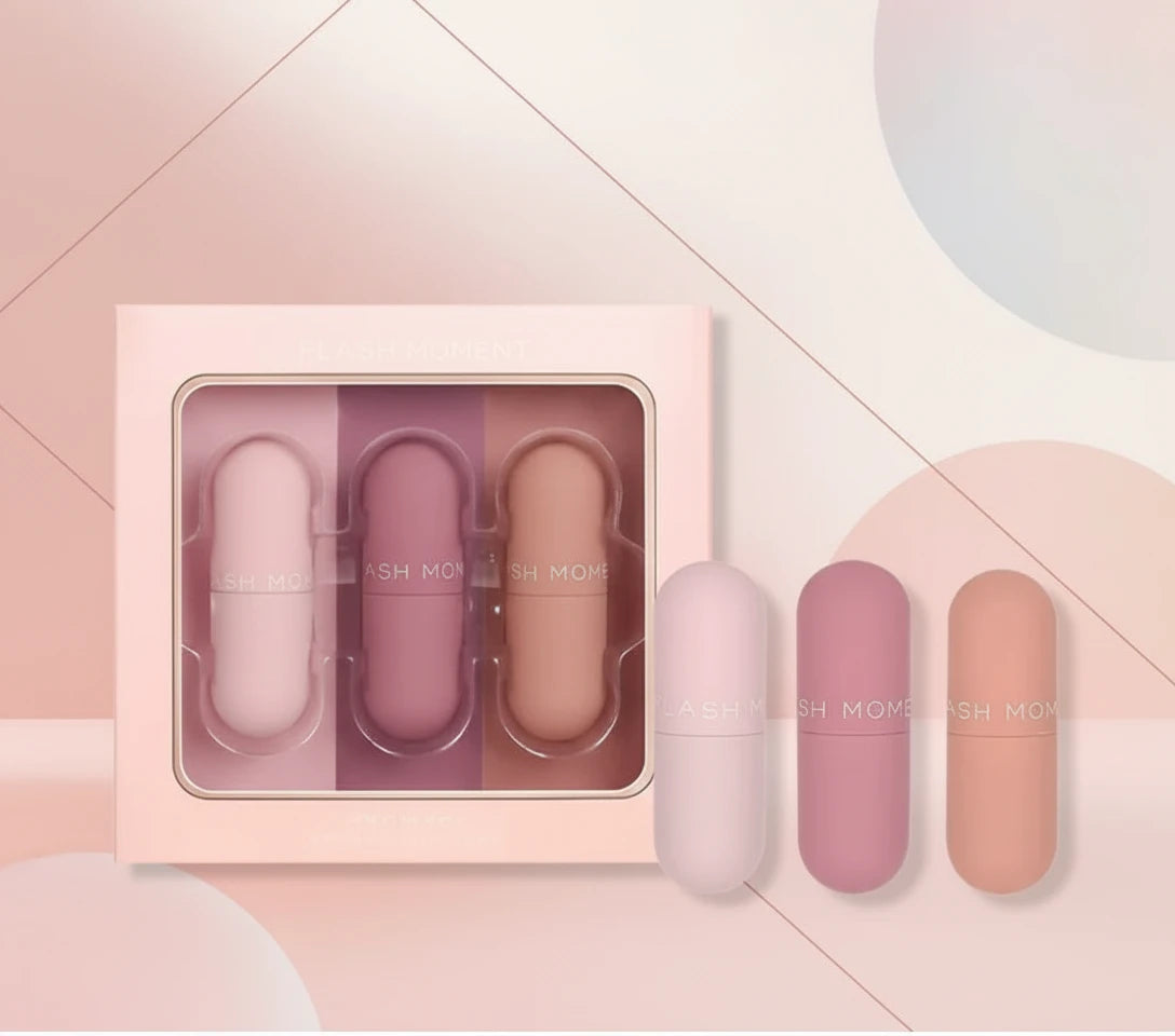 Coffret beauté lèvres – 3 gloss mats effet velours